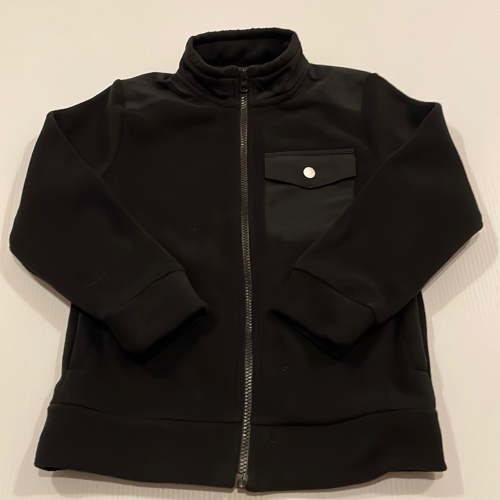 Old navy, black fleece and nylon full zip mock neck jacket, boys size 8